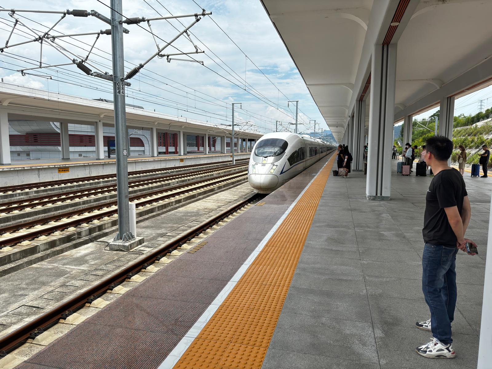 תחנת רכבת גדולה עם נוסעים